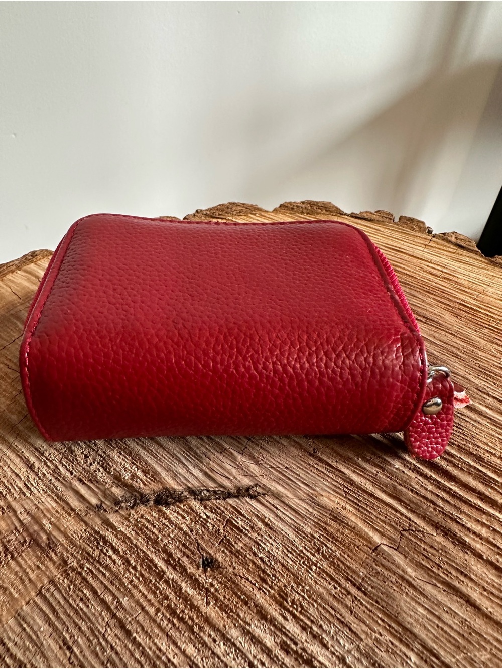 Double Zip Small Wallet Coin Pouch - Red - Picture 7 of 9